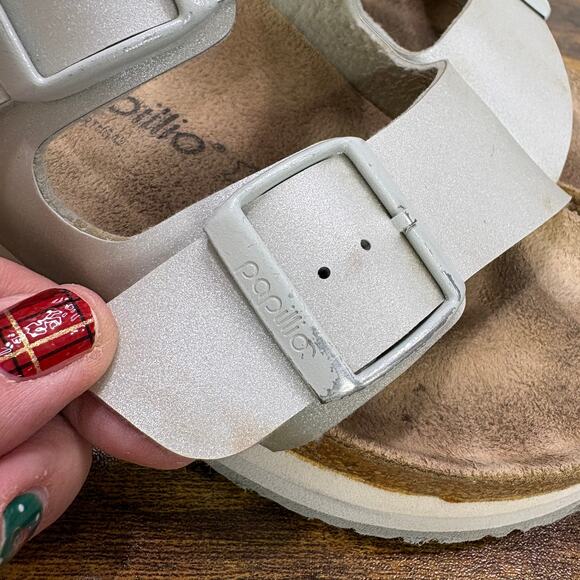Birkenstock Papillio Womens Size 7 EU 38 Narrow Arizona Sandals Metallic Mineral - Picture 5 of 16